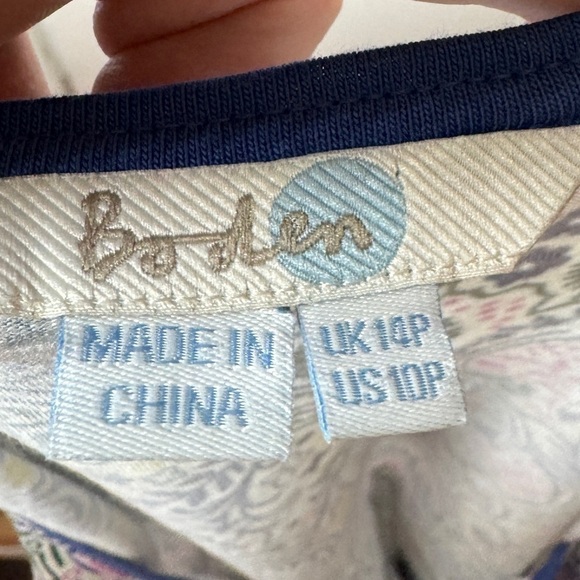 Boden Margot Paisley Floral Jersey Cap Sleeve Sheath Stretchy White Dress 10P - Picture 13 of 14